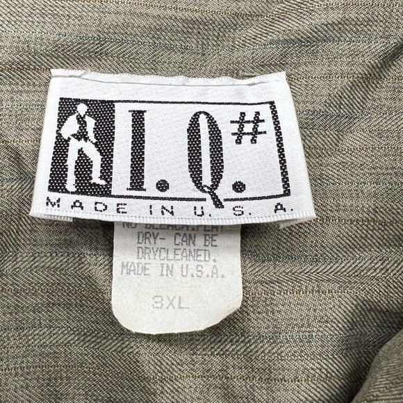 Vintage IQ Button Up Shirt Mens 3XL Green Long Sleeve Fabric Buttons USA Made - Picture 3 of 11